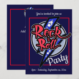 Invitación Fiesta Azul Rock & Roll Lightning