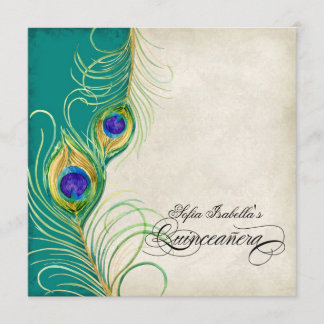 Invitación Fiesta azul verde azulado de Quinceanera del