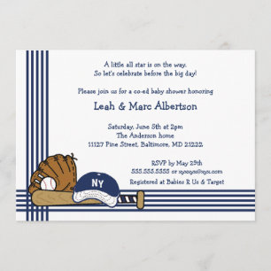 Invitación Fiesta azul y blanca del béisbol Baby Shower/de