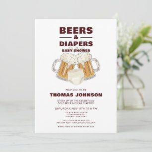 Invitación Fiesta Baby Shower Beer and Diaper