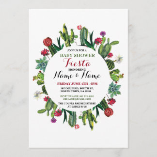 Invitación Fiesta Baby Shower Cactus Chica Niño Invitado Mexi