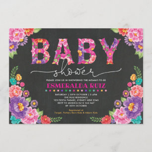Invitación Fiesta Baby Shower  Carbón floral mexicano