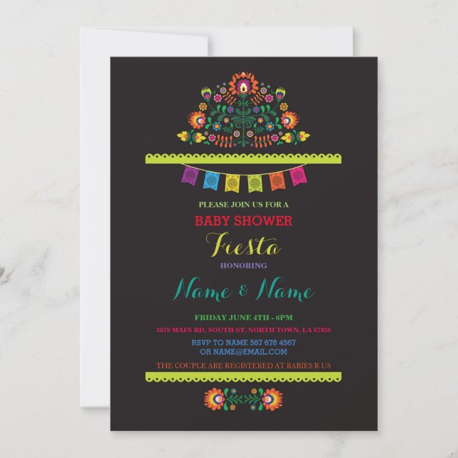 Invitación Fiesta Baby Shower Chica mexicano niño brillante i (Anverso)