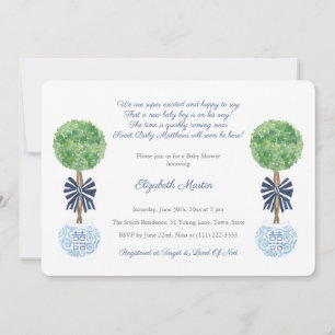 Invitación Fiesta Baby Shower Classic Dark Blue And White Boy