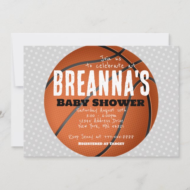 Invitación Fiesta Baby Shower de baloncesto (Anverso)