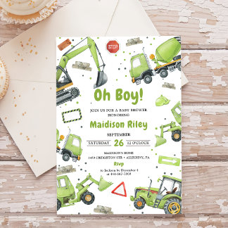 Invitación Fiesta Baby Shower de Boy Under Construction