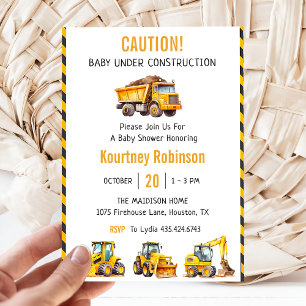 Invitación Fiesta Baby Shower de Boy Under Construction