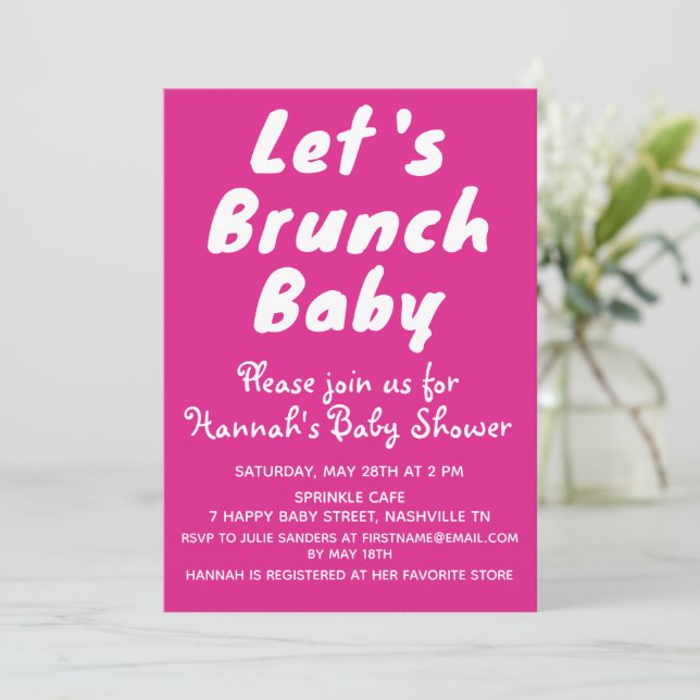 Invitación Fiesta Baby Shower de Chica de Bonito rosa brillan (Anverso de pie)
