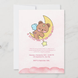 Invitación Fiesta Baby Shower de color de agua de oso blanco 
