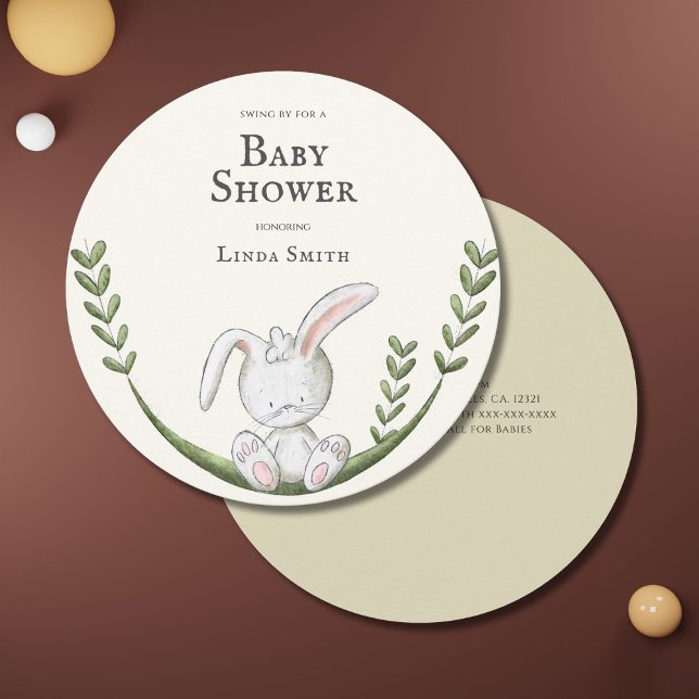 Invitación Fiesta Baby Shower de conejo blanco moderno (Subido por el creador)