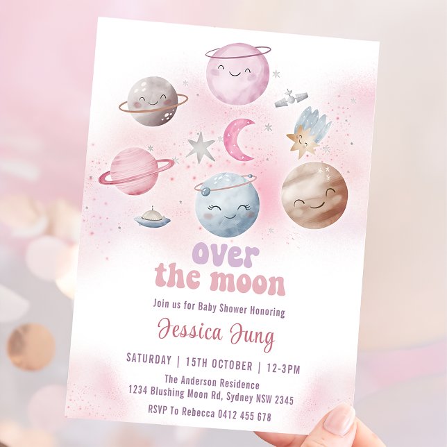 Invitación Fiesta Baby Shower De Espacio Sobre La Luna (Subido por el creador)