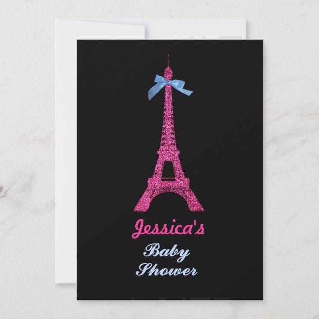 Invitación Fiesta Baby Shower de la Torre Eiffel de París Hot (Anverso)