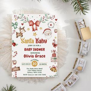 Invitación Fiesta Baby Shower de Navidades de bebé Santa