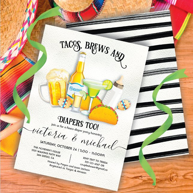 Invitación Fiesta Baby Shower de Tacos Brews & Diapers (Subido por el creador)