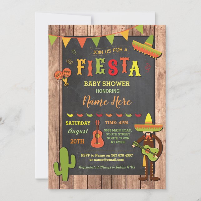 Invitación Fiesta Baby Shower Fiesta Cactus Fun Mexican Invit (Anverso)