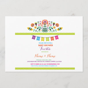 Invitación Fiesta Baby Shower floral mexicana México invitada