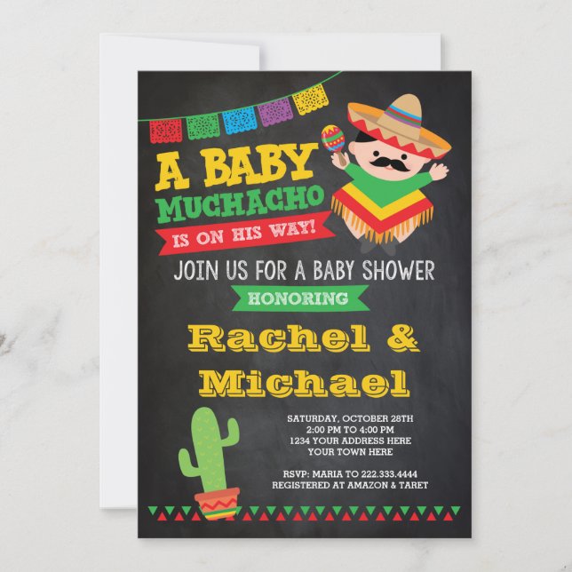 Invitación Fiesta Baby Shower Invitación, Baby Muchacho (Anverso)