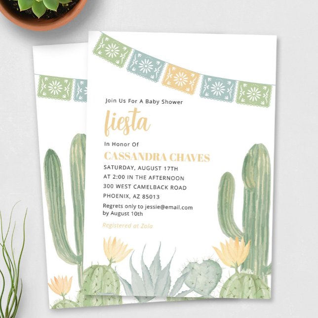 Invitación Fiesta Baby Shower Invitation, Cactus Baby Shower (Fiesta Baby Shower Invitation)