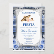 Fiesta Baby Shower mexicana de flor azul marina 