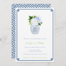 Invitación Fiesta Baby Shower Preppy Navy & Chartreuse Boy