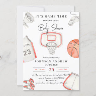 Invitación Fiesta Baby Shower simple personal de baloncesto