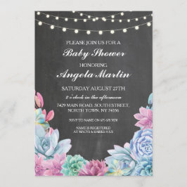 Invitación Fiesta Baby Shower Suculents Floral Chalk Invite