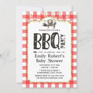 Invitación Fiesta Baby Shower Summer Pig Roast BBQ