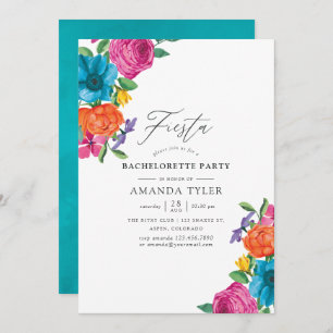 Invitación Fiesta Bachelorette Floral Watercolor