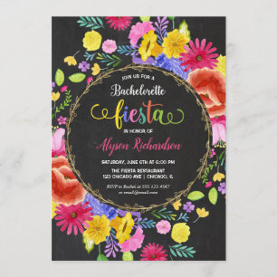 Invitación Fiesta Bachelorette Party, temática mexicana flora