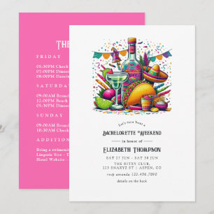 Invitación Fiesta Bachelorette Weekend con Tacos y Tequila