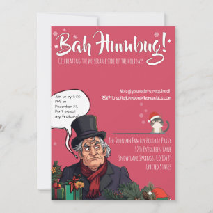 Invitación Fiesta Bah Humbug de Navidad – Diversión Navideña