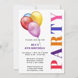 Invitación Fiesta Balloons Cumpleaños