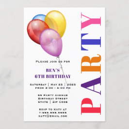 Invitación Fiesta Balloons Cumpleaños