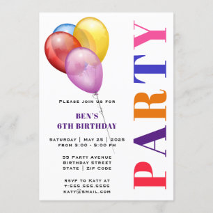Invitación Fiesta Balloons Cumpleaños