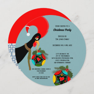 Invitación Fiesta Bauble, Navidades holly de la galera portug