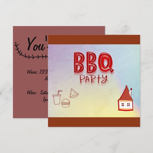 Invitación Fiesta BBQ (Anverso / Reverso)