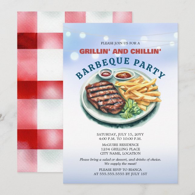 Invitación Fiesta BBQ (Anverso / Reverso)