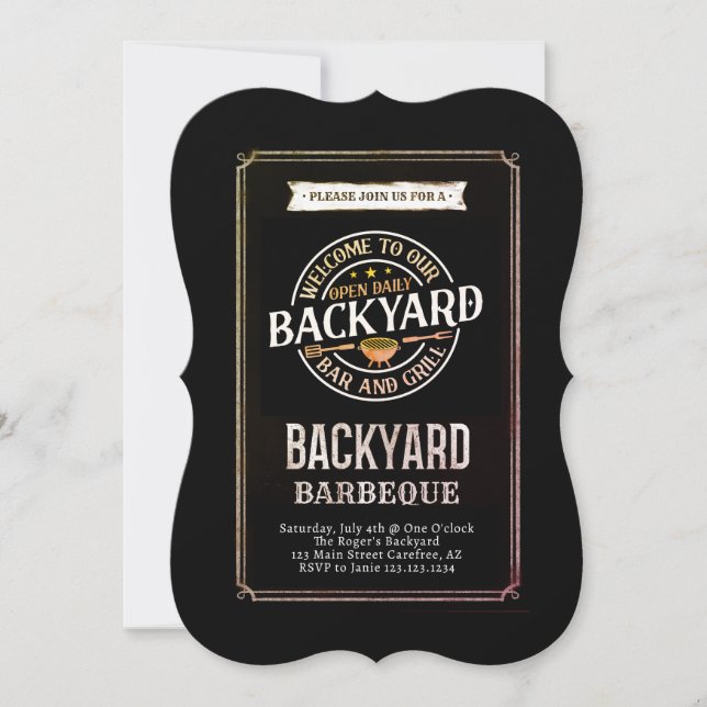 Invitación Fiesta BBQ Backyard (Anverso)