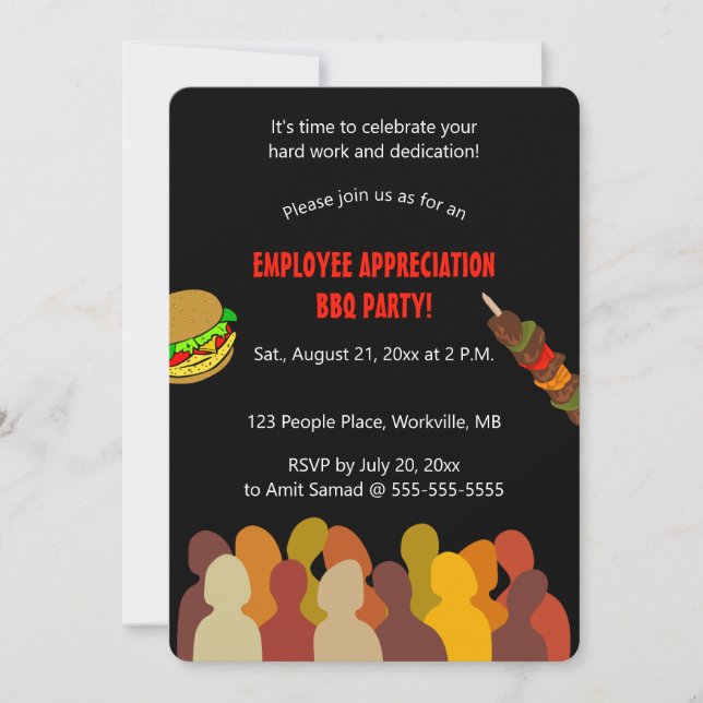Invitación Fiesta BBQ de Apreciación de Empleados Editable (Anverso)