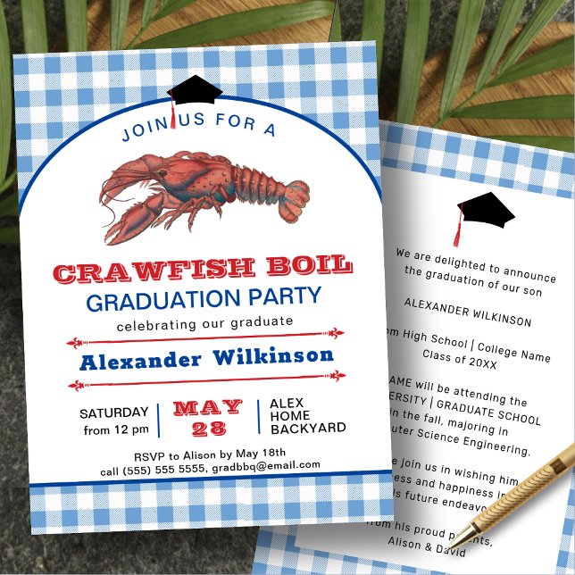 Invitación Fiesta BBQ de Graduación de hierba de langosta de  (Subido por el creador)