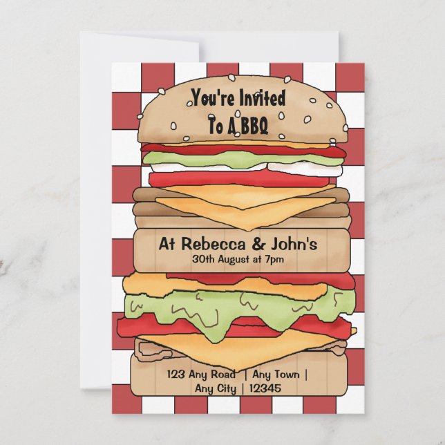 Invitación Fiesta BBQ Gran Burger (Anverso)