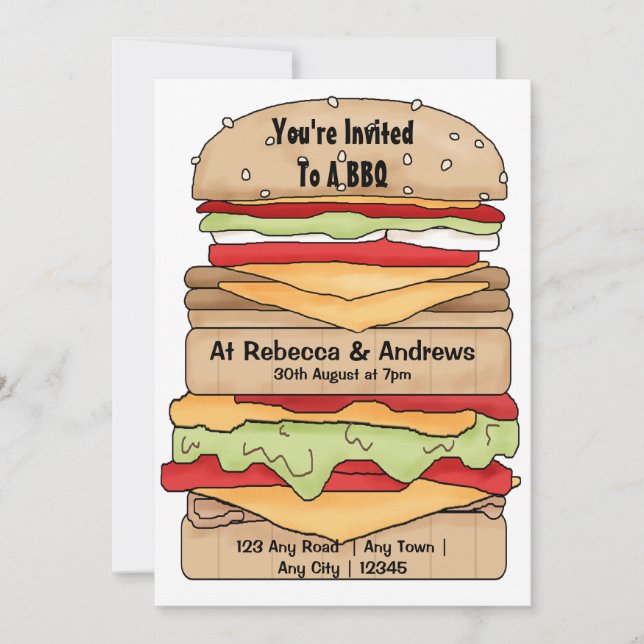 Invitación Fiesta BBQ Gran Burger (Anverso)