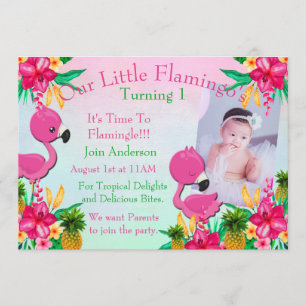 Invitación Fiesta bday de Flamingling del flamenco rosado un