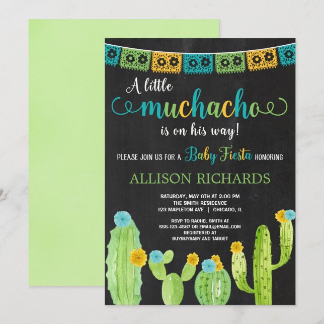 Invitación Fiesta bebé chile (Anverso / Reverso)