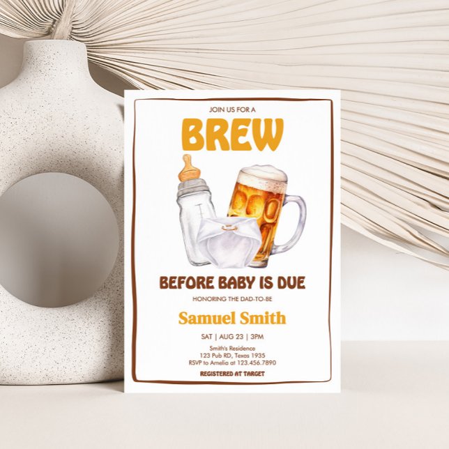 Invitación Fiesta Beer Diaper Baby Shower (Brewing Beer Diaper Party Baby Shower Invitation)