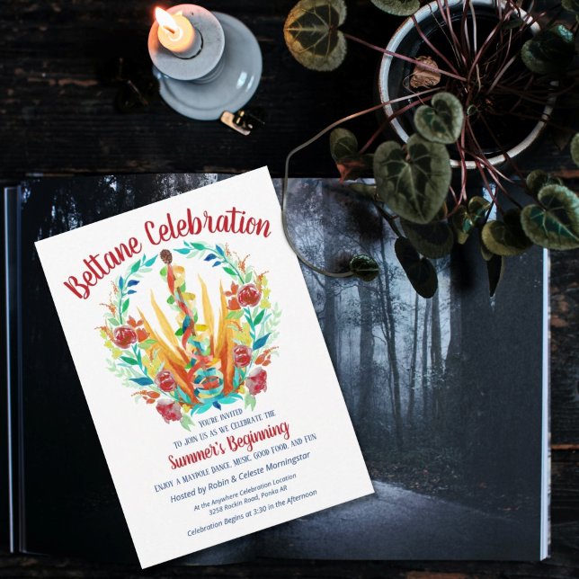 Invitación Fiesta Beltane Maypole Summer Floral Sabbat (Subido por el creador)