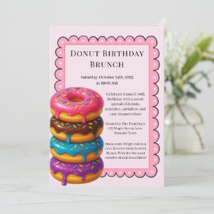 Invitación Fiesta Birthday Brunch   Crepes y donuts