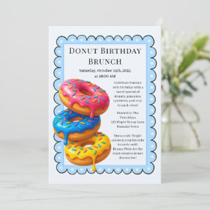 Invitación Fiesta Birthday Brunch   Crepes y donuts