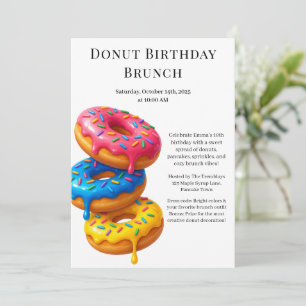 Invitación Fiesta Birthday Brunch   Crepes y donuts