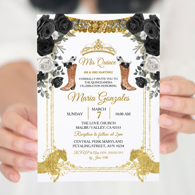 Invitación Fiesta Black & Gold Butterfly Mis XV Anos Invitati (Subido por el creador)